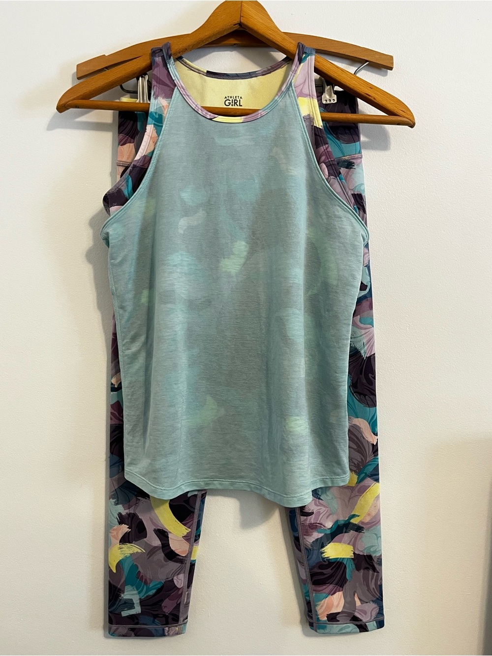 Athleta Girl Perfect Pair Matching Activewear Set Double Tank Cropped Leggings
